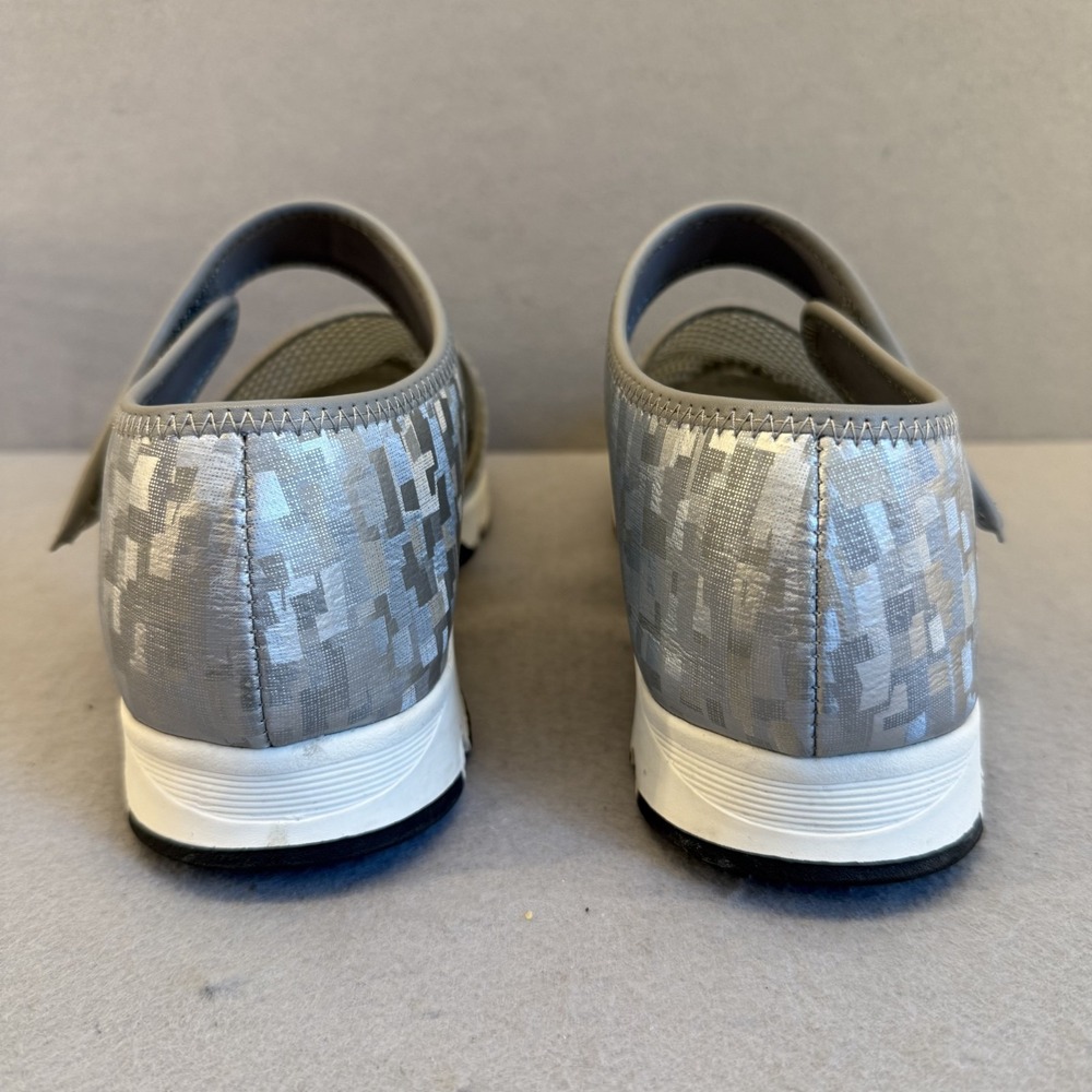 ALL BLACK Easy Mesh Mary Jane Shoes Silver Anthropologie New NWOT EUR40 / W10 - Picture 10 of 11